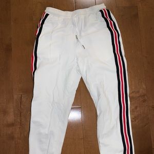White and striped joggers